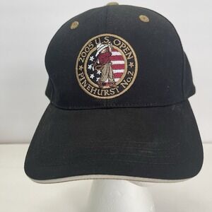 USGA Member 2005 US Open Pinehurst #2 Cotton Black Strapback Golf Cap Hat‎